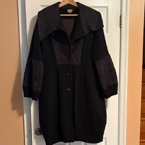 Black Textured Women's Coat